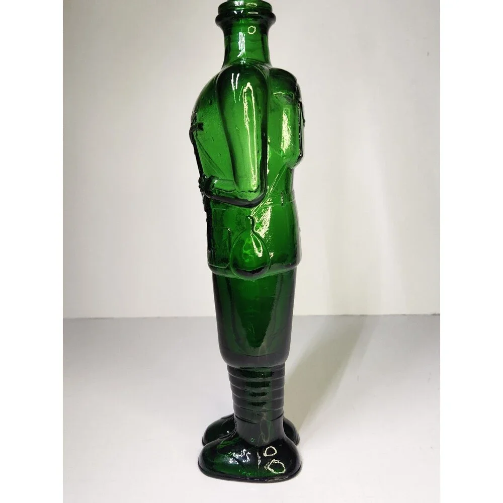 Vintage Green Glass Italian Decanter Wine Soldier Man Boy Made In Italy 15